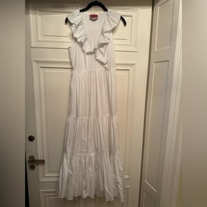 Long white Kate Spade dress lovely for family photos, bridal events & baptisms!
